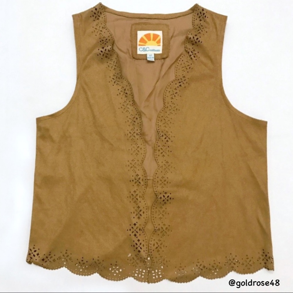 C&C California laser cut camel colored vest (girls size)